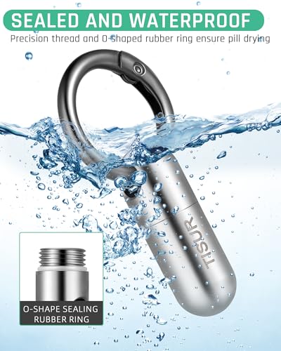 Image of Micro Keychain Pill Holder.TISUR Titanium Pill Case Waterproof Pill Fob for Emergency Aspirin & Nitroglycerin for Travel Purse Pocket (Micro Grenade)