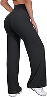 VOYJOY Women's High Waist Straight Leg Wide Leg Leggings - Stretchy Casual Sweatpants 29-35" Inseams