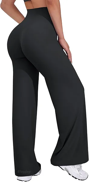 VOYJOY Straight Leggings Bottoms Wide Leg Pants for Women 29"/ 31.5"/33" High Waist Stretch Casual Sweatpants