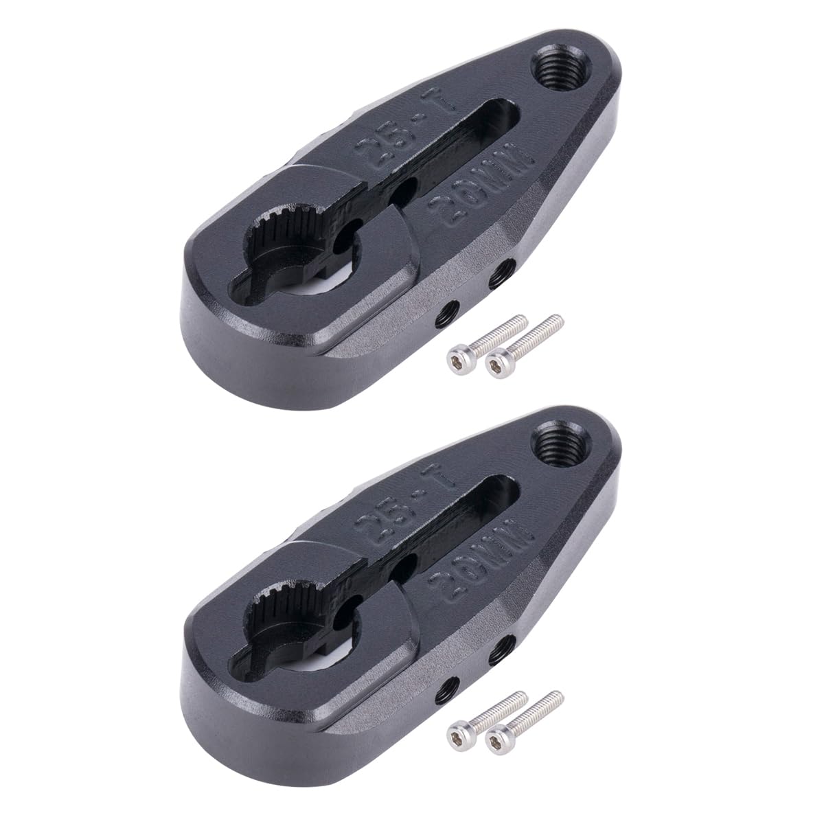 2Pcs 20MM 25T Servo Horn Arm VPS02412 for RC Car/Truck Option Hop-ups Parts (Black)