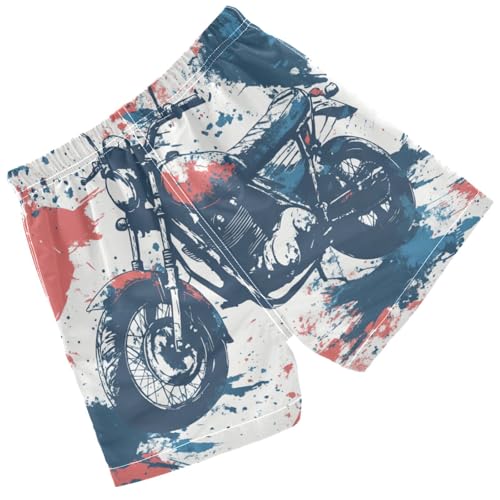 Pigsaly Boys' Swim Board Shorts Bright Abstract Motorcycles Boy's Swim Trunks Kids Swimwear S Multicolor2