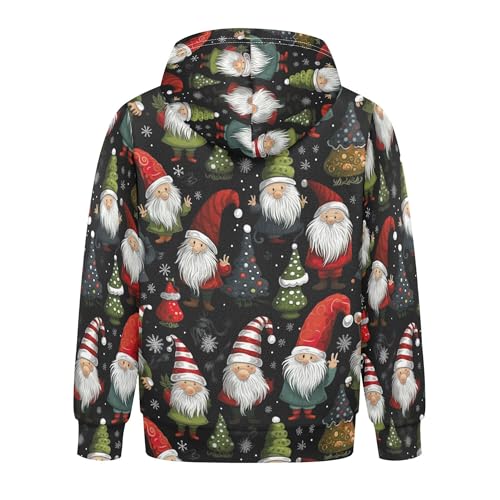Kids Hoodies Sweaters Christmas Xmas Gnome Dwarfs Hooded Sweatshirts with Big Pockets for Boys Girls B04004422