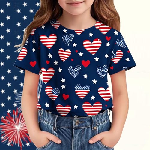 Sinzelimin 3-12T Baby Boys and Girls 4th of July Shirts Summer Short Sleeves Crewneck Loose Comfy Independence Day T-Shirt2