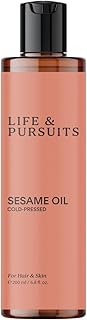 Life & Pursuits Cold-Pressed Unrefined Sesame Oil (6.76 fl oz / 200 ml) for Skin & Hair - Moisturizer for Healthy Hair and...