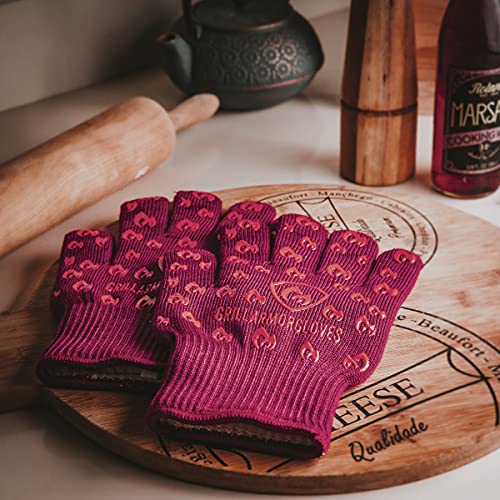 Image of Grill Armor Oven Gloves with Fingers - 932F Heat, Fire & Cut Resistant Mitts for BBQ, Grill, Cooking, Grilling, Baking, Smoker & Fire Pit