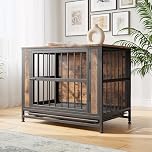 VECOCHO Dog Crate Furniture Heavy Duty Dog Cage for Large/Medium Dogs, Wooden Dog Kennel Indoor,Dog House with Removable Tray,Double Doors Pet Crate Side End Table, Chew-Resistant,Rustic Brown