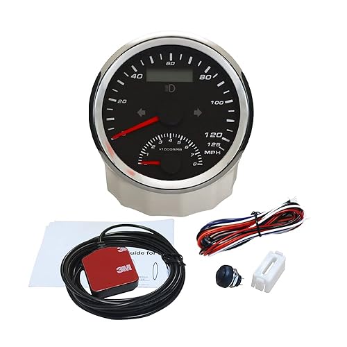 Miniatura 5 de ELING Cuentakilómetros GPS 2 en 1 de 3.346in con tacómetro 125 MPH 8000 RPM para coche, motocicleta, ATV, UTV, kilometraje restable 9-32 V con