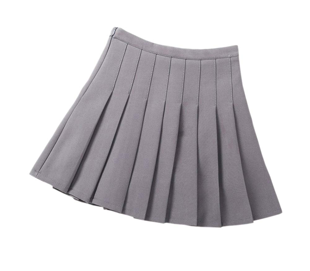 Bfsports Little Girls Solid School Uniforms Pleated Skirts Students Mini Scooters Dress Gray 100cm