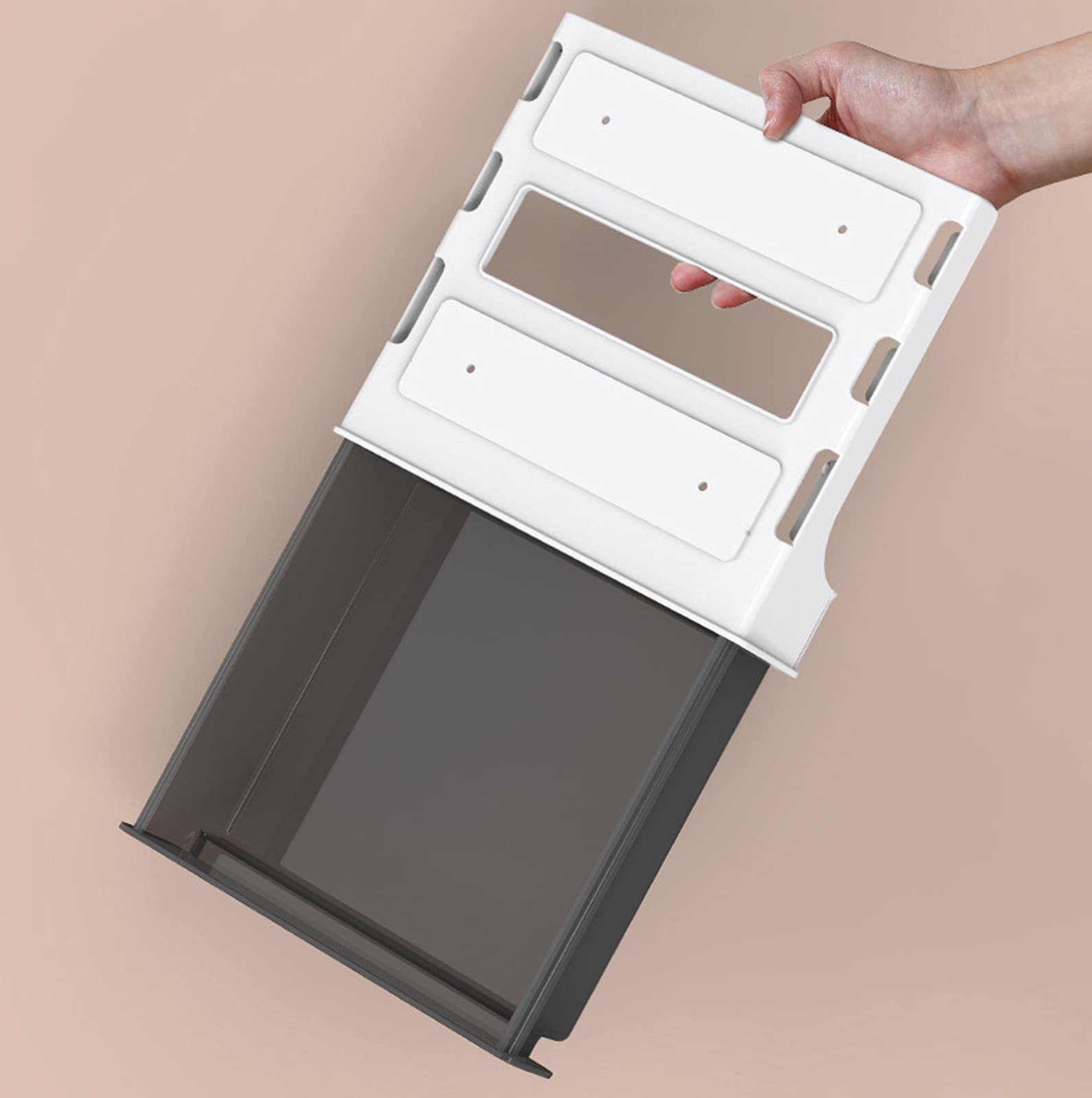 Organizador De Cajón Bajo Escritorio Bandeja Autoadhesiva Oculta - Estuche Para Lápices Y Accesorios (Tamaño S: 20x18cm, Blanco)