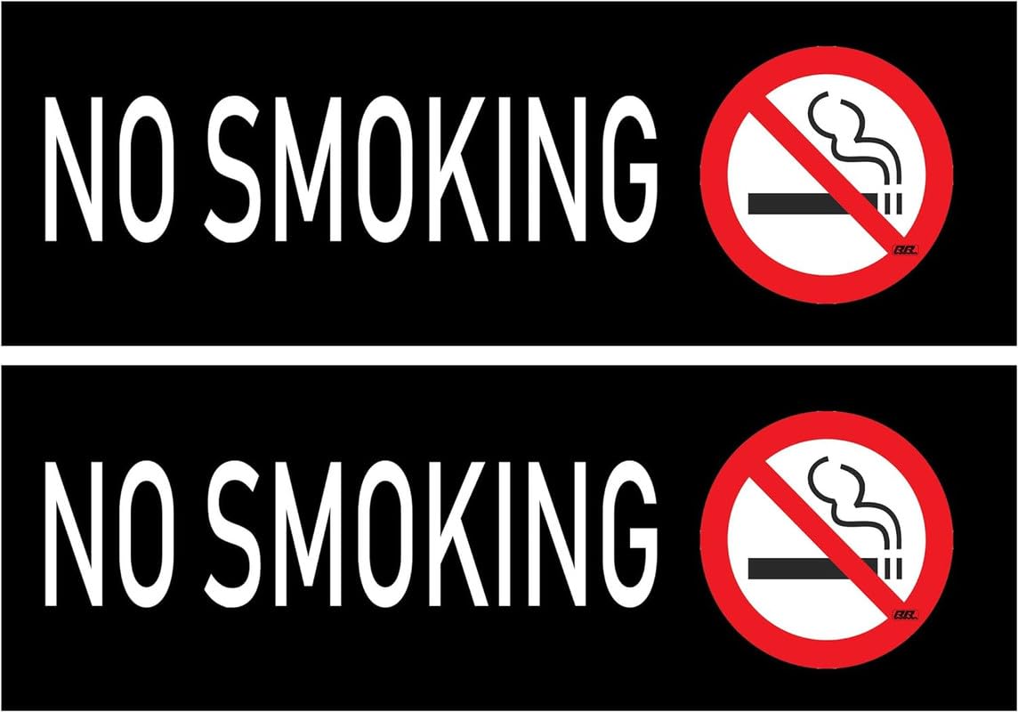 Ten Four Distributions 2 Pack No Smoking Warning Sticker Set - 9x3 Inch Vinyl Decal for Indoor and Outdoor Use in Windows, Doors, Business, Retail Stores, and More Multicolor