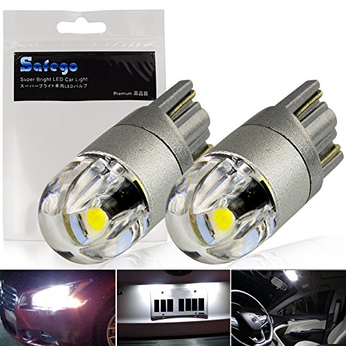 T10 W5W LED Bulb SAFEGO 168 194 501 Wedge LED Bulbs 2SMD 3030 Super Bright White for Car Interior Exterior Dome Map Door Courtesy License Plate Turn Signal Daytime Running Lights,Pack of 2