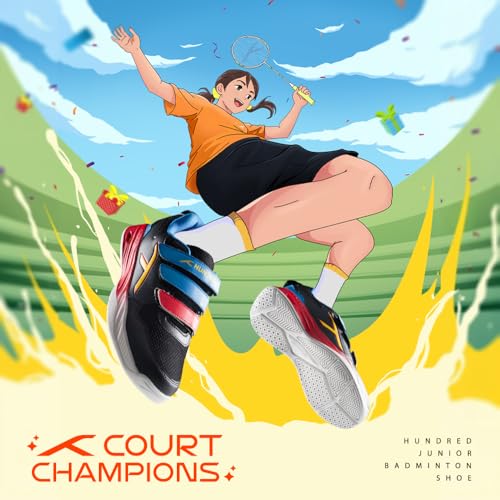 Image of Hundred Court Champions Unisex Non-Marking Court Shoes | Badminton, Pickleball, Table Tennis & Other Indoor Sports | Lightweight, Cushioned Grip