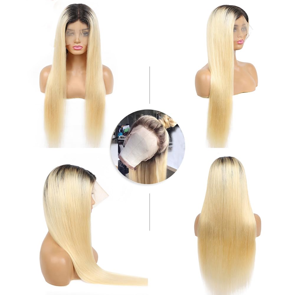 ?18” BLONDE OMBRÉ STRAIGHT LACEFRONT WIG *NWT* 18 Inch Ombre Blonde Straight Wig, Short Blonde Wig With  main image 2