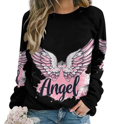 Angel Wings Womens Sweatshirt Fashion Long Sleeve Crewneck Pullovers Casual Loose Tops