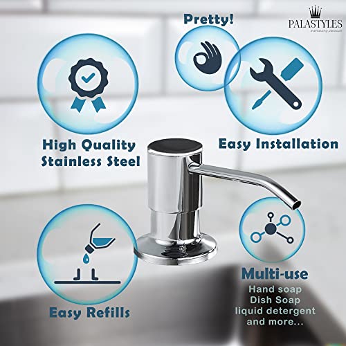 Palastyles SOAP DISPENSER HD2 Built-In Soap And Hand Lotion Dispenser Pump For Kitchen Sink Or Countertop, Crome Polished thumb #4