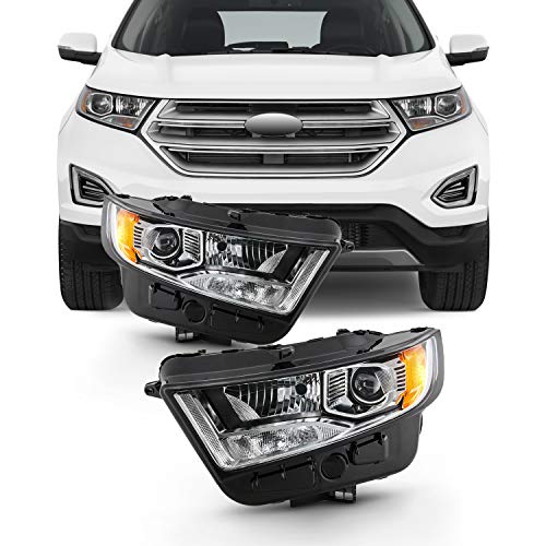 AKKON - Fits 2015-2018 Ford Edge SE | SEL | SEL Plus | Sport | Titanium [Halogen Type] Projector Headlights Pair Left+Right