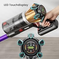 FDUXUD Akku Staubsauger Kabellos 600W/50000Pa/70Min, 1,8L Akkustaubsauger mit Hurrikanmodus, Anti-Tangle-Bürste, Selbststehend, OLED Display, Wandladestation, für Teppiche Tierhaare Hartböden Auto – Ansicht 5