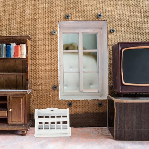 ibasenice 1/12 Cesta Em Miniatura Porta-Revistas Rack De Papel Para Revistas Prateleira De Jornal Mi