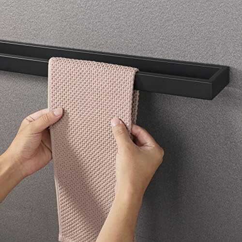 Sayayo Towel Rail Wall Mounted Black Towel Holder Hand Towel Ring for Bathroom Kitchen SUS304 Stainless Steel 24-Inch/600MM, EGKN2210-600-B
