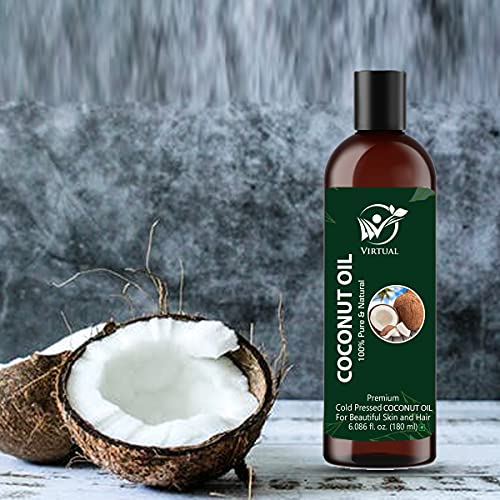 Image of Virtual Coconut Essential Oil For Skin & Hair 100% Pure & Natural Oil For Storng & Healthy Hair 180 ml