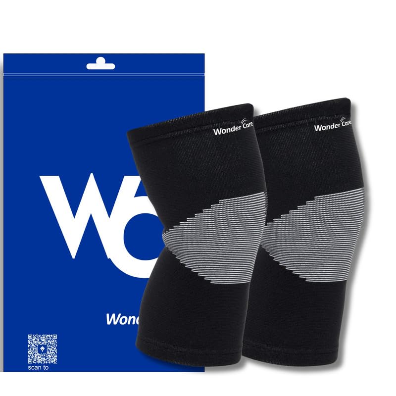 Wonder Care Black Bamboo Knee Sleeves for Men/Women, Knee Support for Running, Gym, Badminton, Sports, Compression Knee Sleeves | Perfect Knee Brace for Knee Pain and Enhanced Comfort
