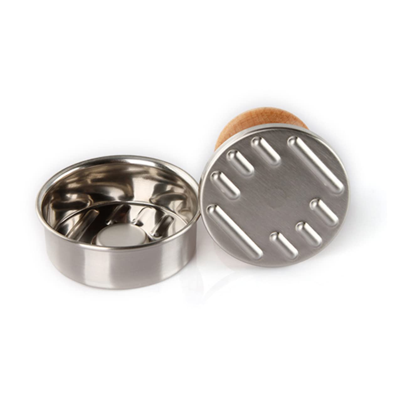 Holibanna 1Pc Stainless Steel Meat Press Maker Tool Non Stick Hamburger Mould for Easy Cleaning for DIY Cooking for Homemade Meat Pies Rice Cakes Silver Khaki