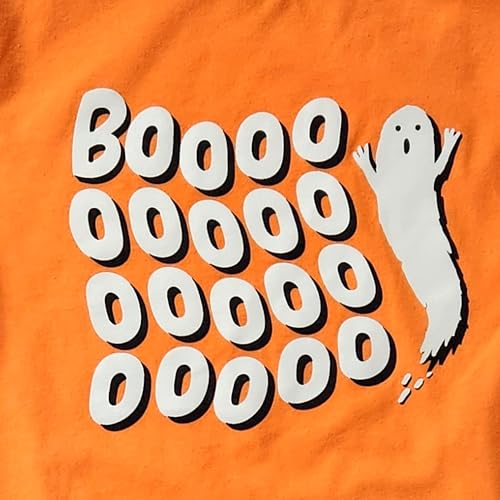 Cat & Jack Girls Orange & Black Boooo Long Sleeve Halloween T-Shirt Tee Shirt Large 10-122