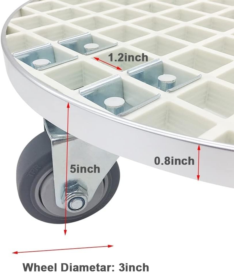 Plant Caddy with Wheels, Lattice Plant Stand Dolly W/Lockable Caster Wheels Outdoor Indoor,(White)