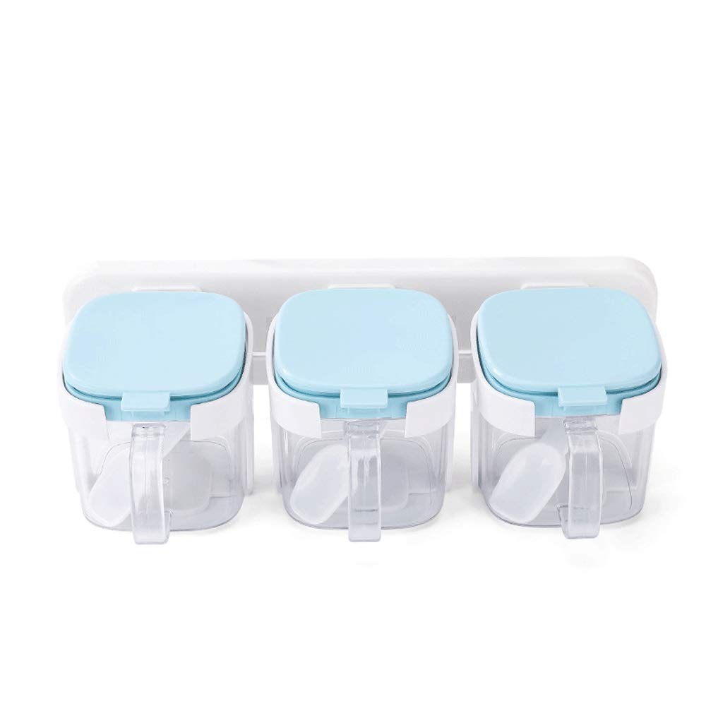 IANSHFKN 3Pcs Wall Mounted Seasoning Box Kitchen Spice Pots Sugar MSG Salt Storage Container Jars for Accessories Tools