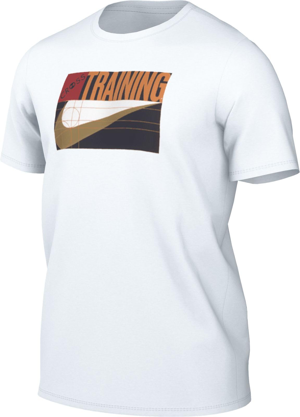 white nike shirt with orange swoosh