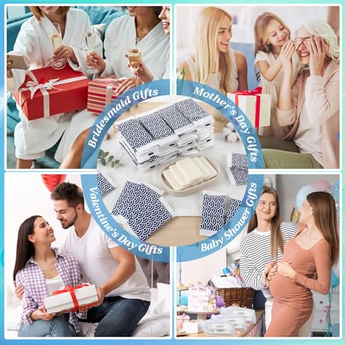 Image of Kacctyen 200 Pcs 0.35 oz Mini Hotel Soap Bars Bulk Individually Wrapped Hand Soap Bars Travel Size Toiletries for Hospitality Guest Holiday (Wave)