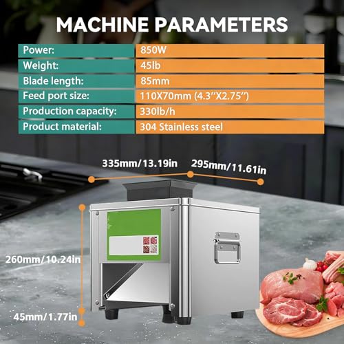 Cortadora de Carne Eléctrica 850W Acero Inoxidable miniatura 6