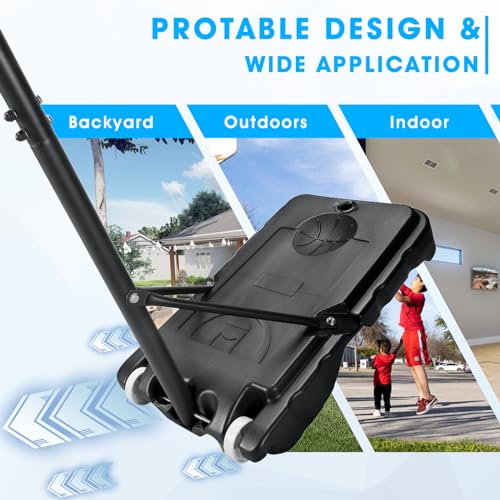 Portable Basketball Hoop Outdoor, 6.9FT/10FT Adjustable Basketball Hoop for Kids and Adults in Outdoor/Indoor, with Sturdy PE Base and PET Backboard, Easy Assembly for Home Use4