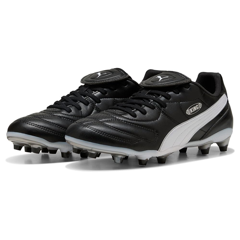PUMA Unisex King LIGA FG/AG Soccer Shoe, Black White Silver, 10.5 UK