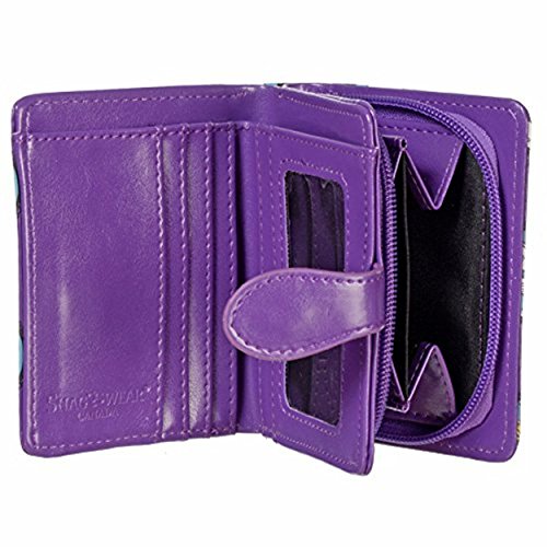 Shag Wear Women's Premium Vegan Clutch Cardholder Wallet Zipper Purse with Pretty Cat Cameo, Purple2
