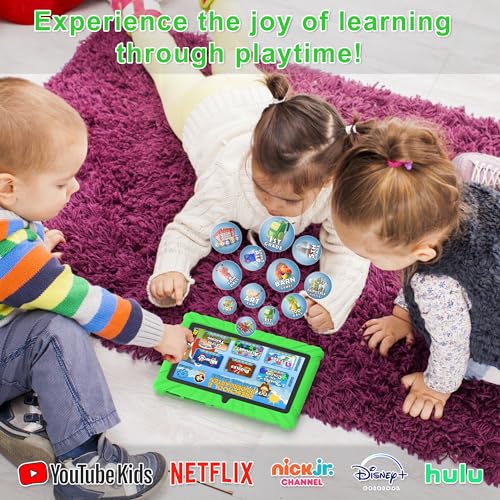 Image of Contixo Kids Tablet Bundle, 7 inch Learning Tablet with Headphones, Green | 7 inch IPS display, 32GB storage, parental controls, wired headphones, durable case, learning apps, ages 3-12.