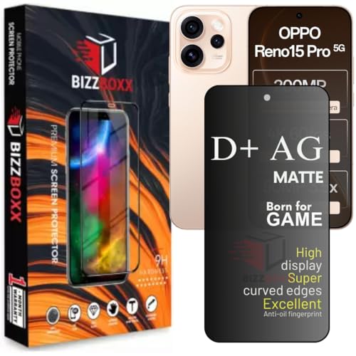 Image of D+ AG Matte Tempered Glass Screen Guard Protector Compatible With OPPO Reno15 Pro 5G Anti Fingerprint Gaming Special Temper With Camera Cut (Reno 15 Pro - 6.78 Inch)- Pack of 1