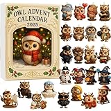 Eule Adventskalender 2025, 24 Pack Mini Eulenfiguren Anhänger, Weihnachten Countdown für Frauen Männer, passt Weihnachtsbaum Home Decor