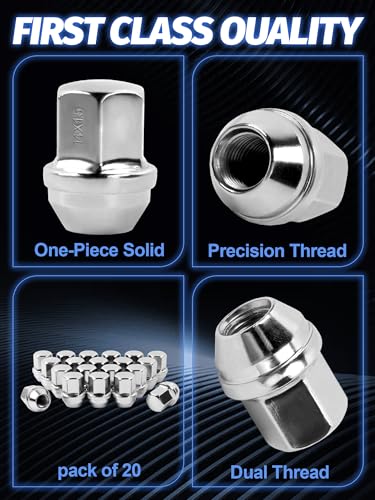 Image of M14x1.5 Lug Nuts 20pcs for Camaro Corvette | Fit Impal Length 1.5 in Chrome Wheel Lug Nuts