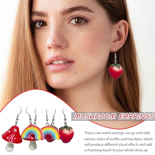24Pairs Weird Funny Earrings for Women Girls Mushroom Duck Food Animal Earrings Bulk Cute Aesthetic Drop Earrings Weirdcore Kawaii Funky Dangle Ear Jewelry2
