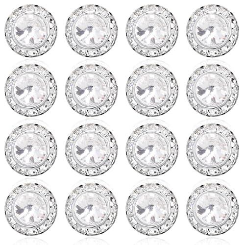 8 Pairs Rhinestone Earrings for Women Round Shaped Dance Competition Earrings 15mm Crystal Stud Earring for Dance Competitions Stage Opera Performance Wedding(Silver)