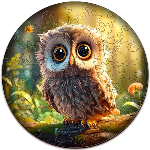 AEEKDOOK Wooden Puzzles for Kids Ages 6-8 - 50 Pieces Cute Owl Puzzle - Unique Animal Shaped Puzzles