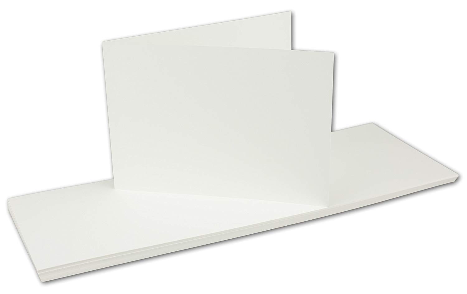 DIN A6 folded cards, landscape, colourful, happy, invitations - Menu cards - Blank, 22-Natural white, 50 cards