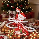 Christmas Santa Climbing Stairs Slide Toys,Santa Claus Roller Coaster Fun, Musical Snowman Ski Slope with LED Light and Music, Automatic Stair LED Music Motion Playset, New Year's Gifts for Kids