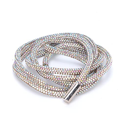 Crystal Rhinestone Shiny Glitter Rope Chain String, Craft 6mm Flexible Rhinestone Rope, Crystal Rhinestone Tube Trim, Crystal Hoodies Drawstring Rhinestone Cord Trim (AB Color)
