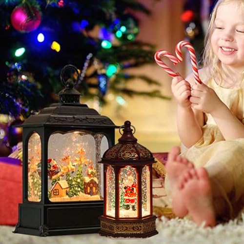 Kumprohu Lanternas de Natal iluminadas com globos de neve, Lanterna com globo de neve, Lanternas de