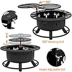 Yaheetech 32in Fire Pit Outdoor Wood Burning Firepits Outdoor Fireplace with 18.5 Inch Swivel Cooking Grill Grate & Poker Fire Bowl for Camping, Backyard, BBQ, Garden, Bonfire - Image 2