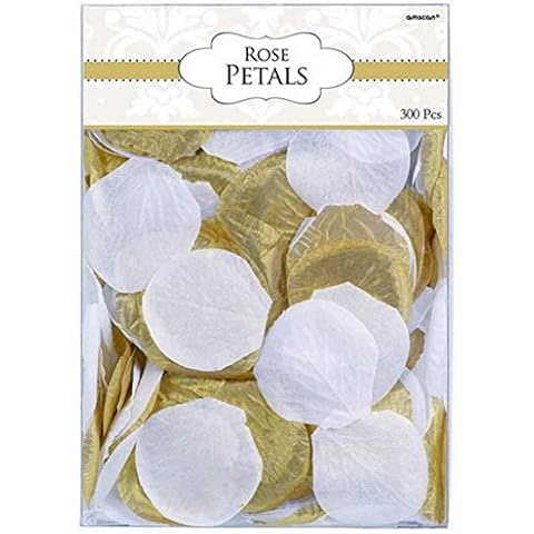 Gold & White Fabric Petal Confetti Decoration Cover