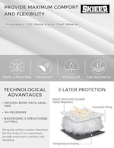 Skieer Women's Waterproof Ski Jacket Warm Winter Snow Coat Windproof Hooded Rain Jacket White M - Image 5