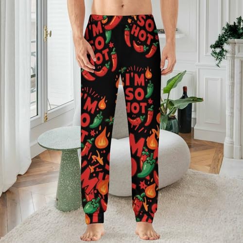 Chili Pepper I'm So Hot Men's Pajama Bottoms Sleep Lounge Soft Comfy Pants Sleepwear2